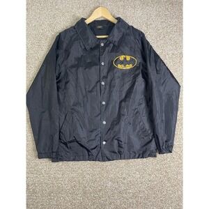 DC COMICS Batman Logo Windbreaker Jacket Mens Black Sz‎ M